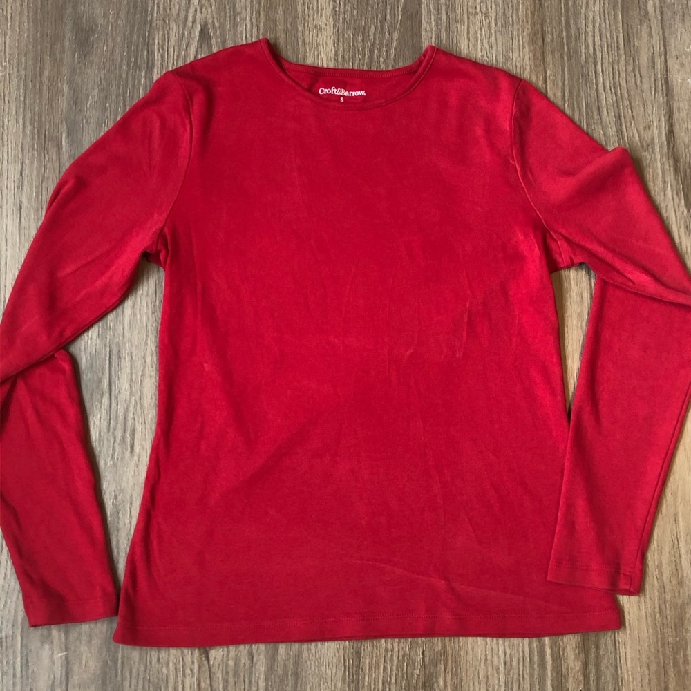 Red cotton long sleeve shirt